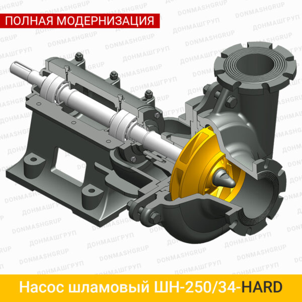 Изображение (3D модель) нового шламового насоса ШН-250/34 HARD производства ДОНМАШГРУП