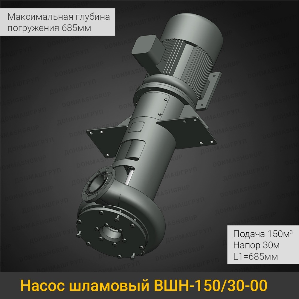 Изображение нового вертикального шламового насоса ВШН-150/30-00 L1=685 производства ДОНМАШГРУП