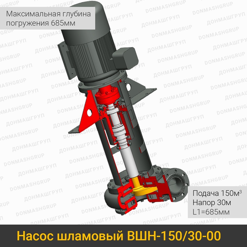Изображение нового вертикального шламового насоса ВШН-150/30-00 L1=685 производства ДОНМАШГРУП